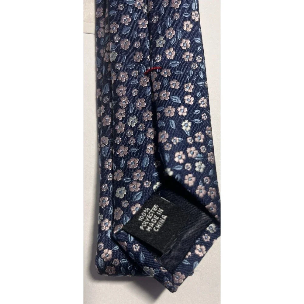 Tommy Hilfiger Men’s Navy Blue Botanical Floral Tie Necktie NWT